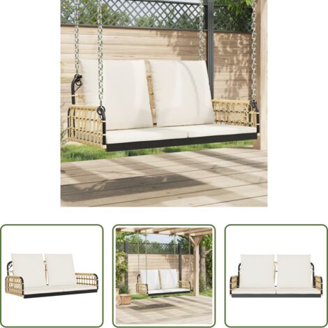 vidaXL Panchina da giardino - Panchina a Dondolo con Cuscini 105x58x38cm Polyrattan e Acciaio