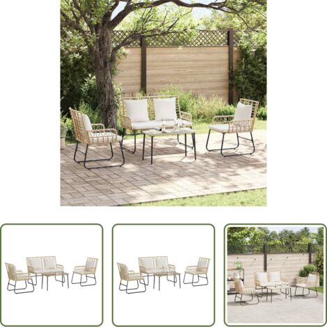 vidaXL Panchina da giardino -  Set di Mobili da Giardino 4 pcs Nero e antracite polyrattan