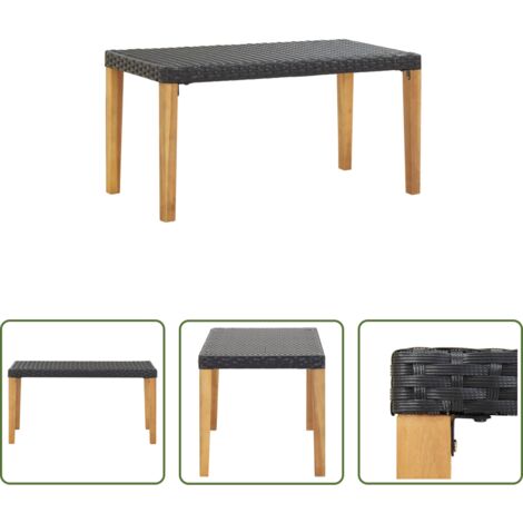 vidaXL Panchina da piscina -  Panchina da Giardino 120 cm Nero Polyrattan e Massello d'Acacia