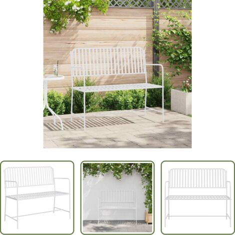 vidaXL Panchina esterna -  Panchina da giardino Bianco Puro 103,5 x 51,5 x 90 cm Acciaio