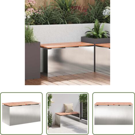 vidaXL Panchina in acciaio -  Panchina da giardino Argento 80 x 40 x 43 cm