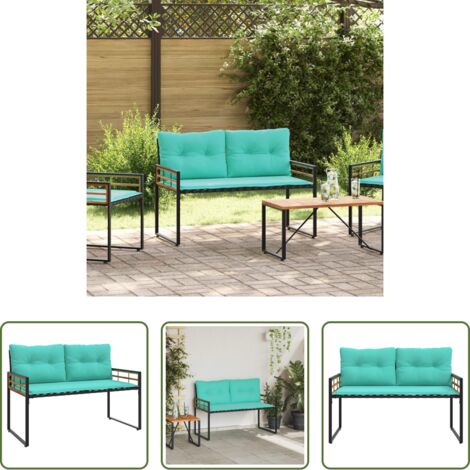 vidaXL Panchina per balcone -  Panchetta in Legno a Strati Turchese 114 x 55 x 77 cm