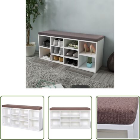vidaXL Panchina per scarpe -  Panchina con Scarpiera con 10 Scomparti Bianca