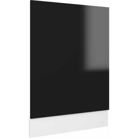 vidaXL Panel de lavavajillas aglomerado negro brillo 45x3x67cm - Negro