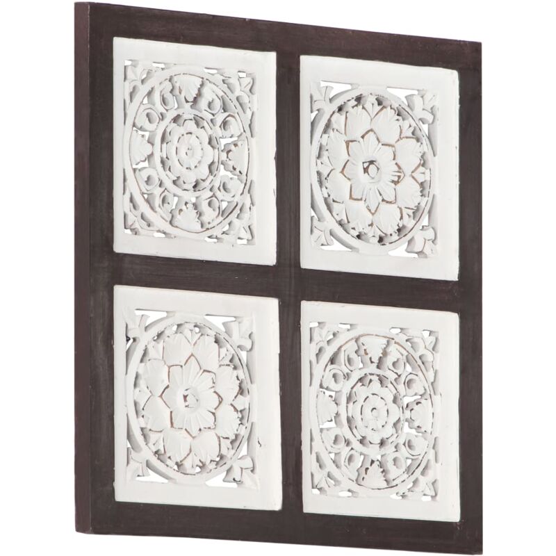 

vidaXL Panel de pared tallado a mano MDF marrón y blanco 40x40x1,5 cm - Marrón