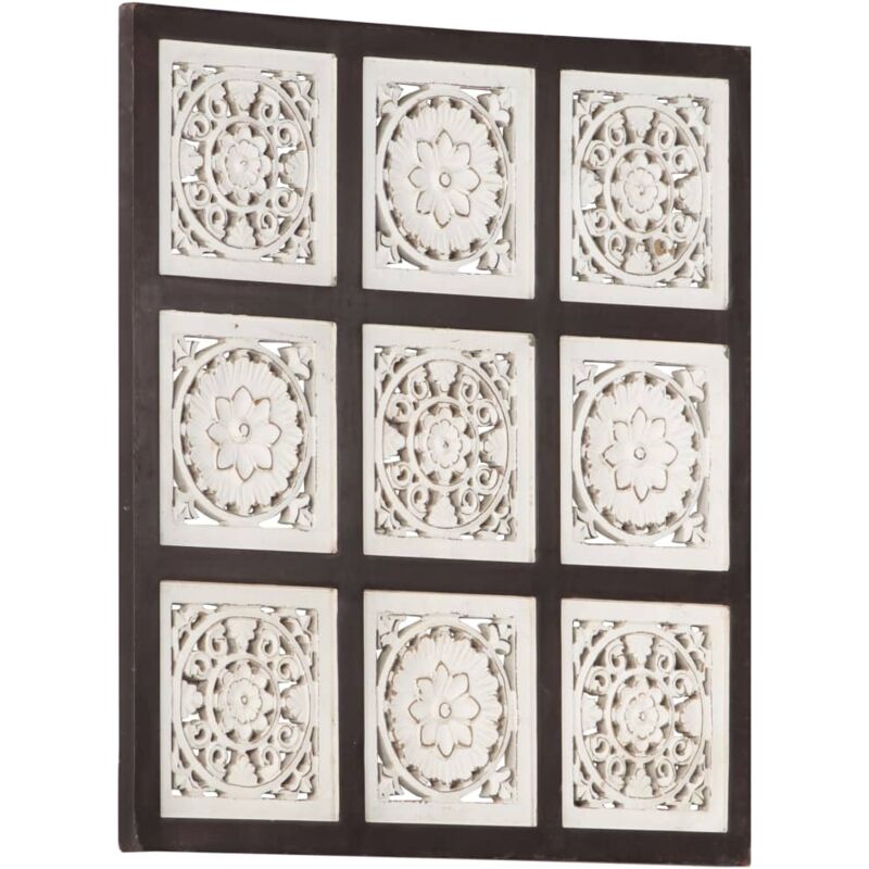 

vidaXL Panel de pared tallado a mano MDF marrón y blanco 60x60x1,5 cm - Marrón