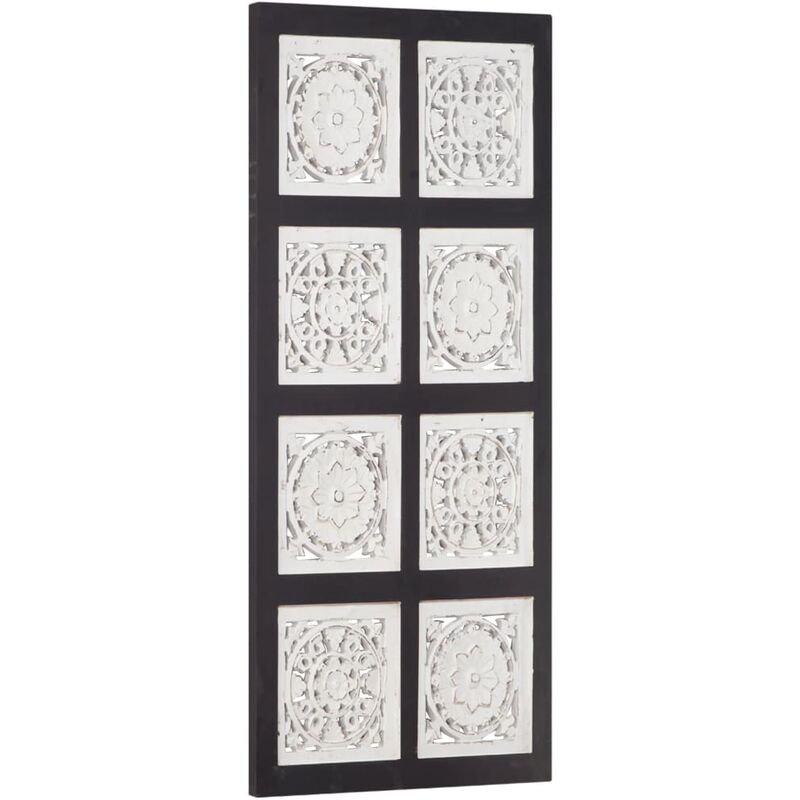 

vidaXL Panel de pared tallado a mano MDF negro y blanco 40x80x1,5 cm - Negro