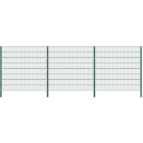 vidaXL Panel de valla con postes de hierro verde 5,1x1,6 m - Verde