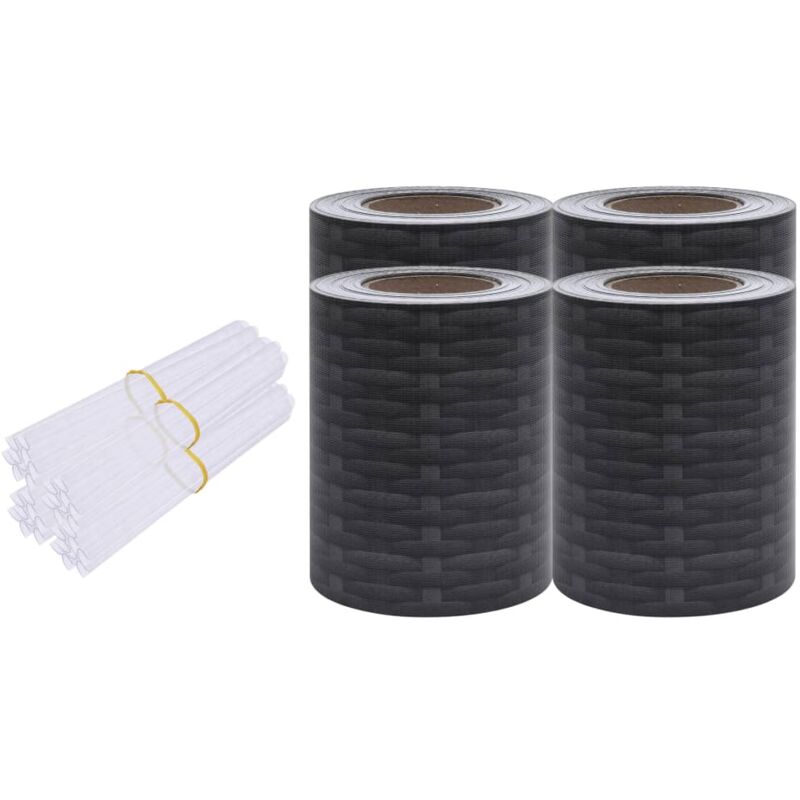 

Paneles de privacidad 4 uds PVC estampado de ratán 35x0,19 m - Gris - Vidaxl