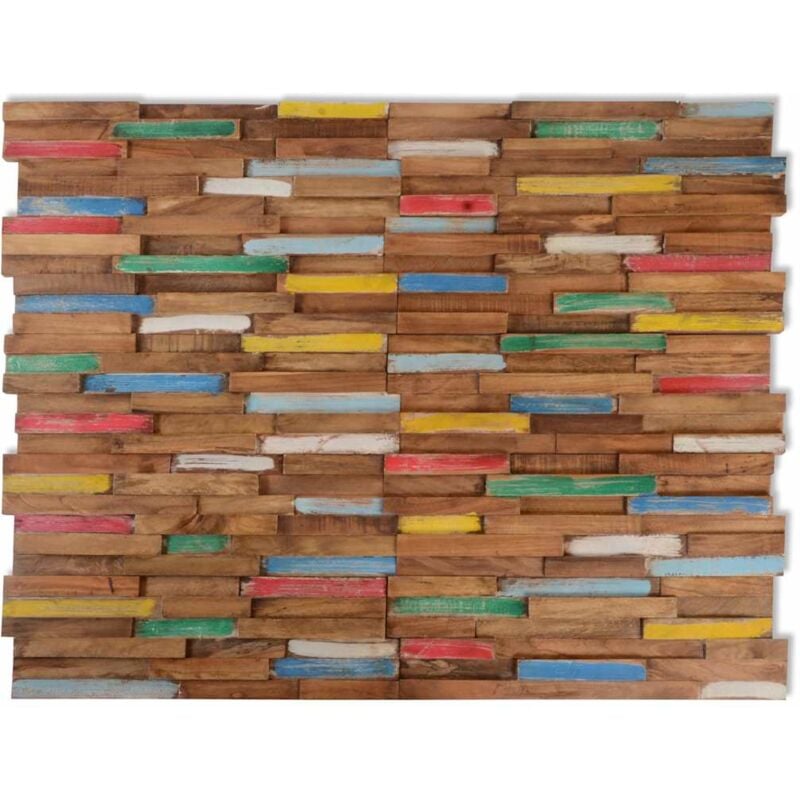 

vidaXL Paneles de revestimiento de pared 10 uds 1,03 m² madera teca maciza - Multicolor