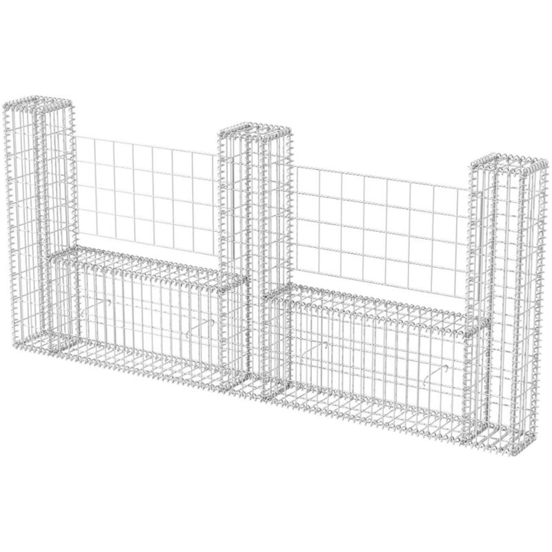 Vidaxl - Panier de gabion en forme de u Acier galvanisé 240x20x100 cm