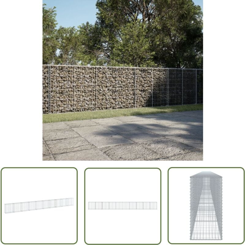 The Living Store - vidaXL Panier gabion avec couvercle 1000x50x100 cm fer galvanisé