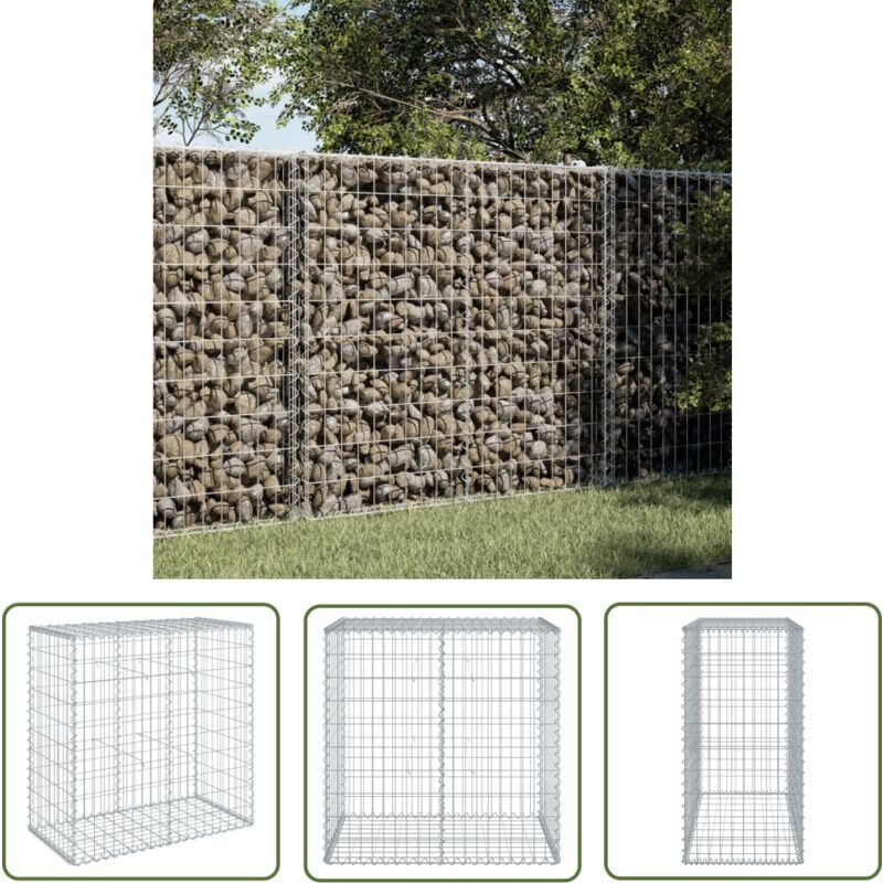 The Living Store - vidaXL Panier gabion avec couvercle 100x50x100 cm fer galvanisé