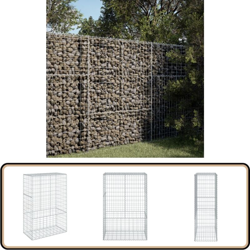 Panier gabion avec couvercle 100x50x150 cm fer galvanisé - Vidaxl