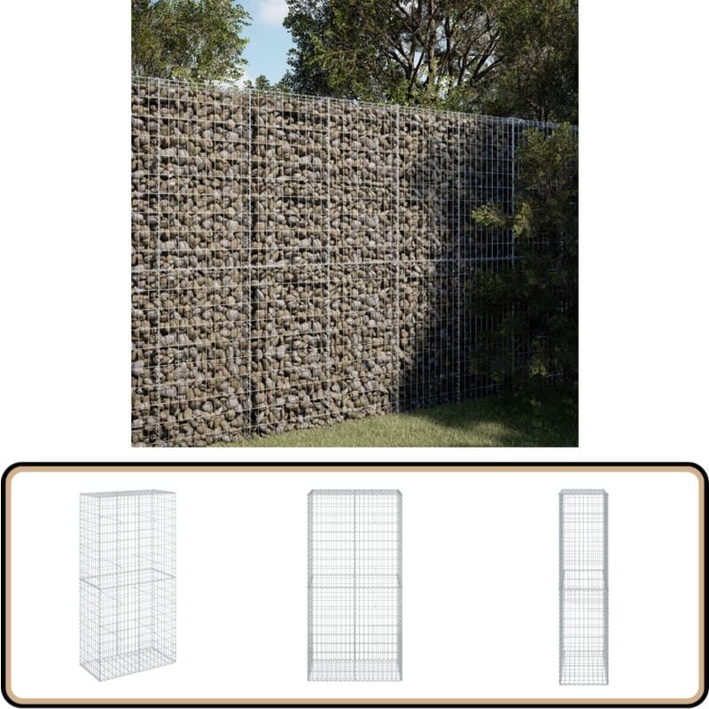 Panier gabion avec couvercle 100x50x200 cm fer galvanisé - Vidaxl
