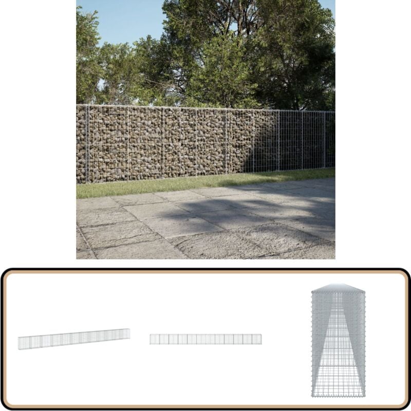 Panier gabion avec couvercle 1200x50x100 cm fer galvanisé - Vidaxl