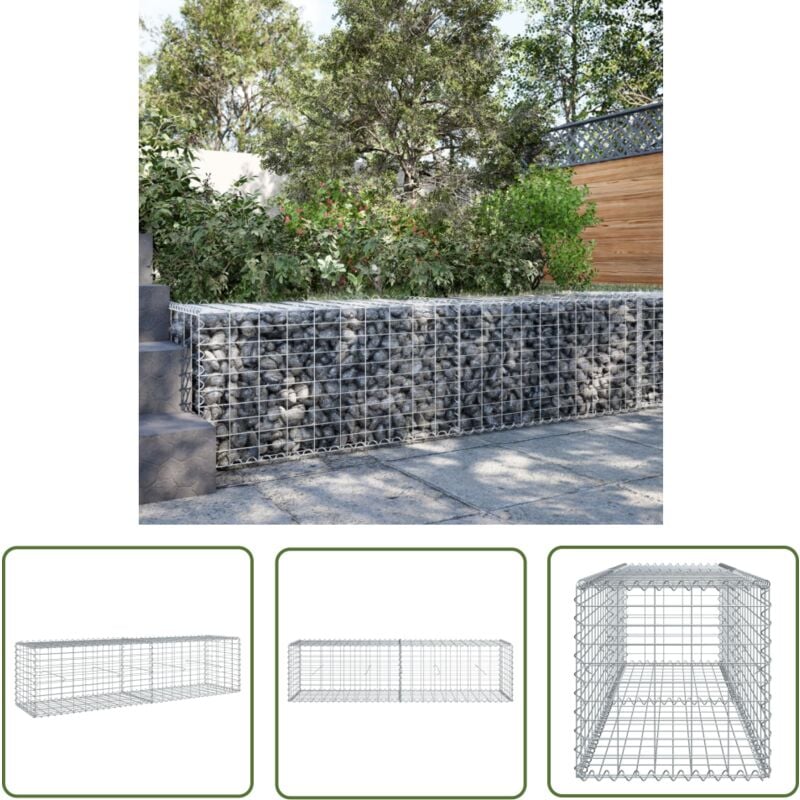 The Living Store - vidaXL Panier gabion avec couvercle 200x50x50 cm fer galvanisé