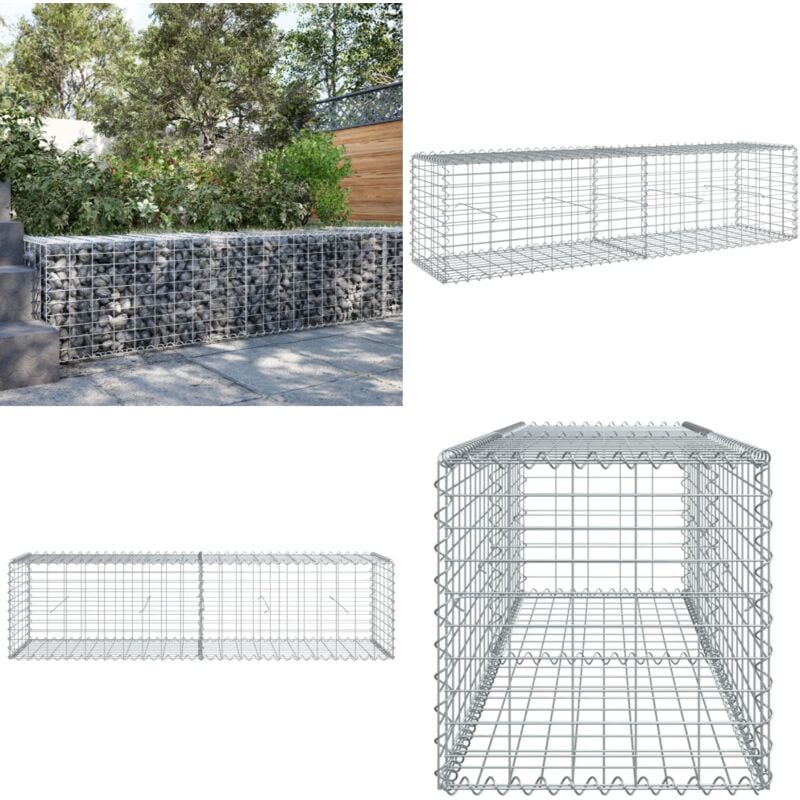 Panier gabion avec couvercle 200x50x50 cm fer galvanisé - Vidaxl