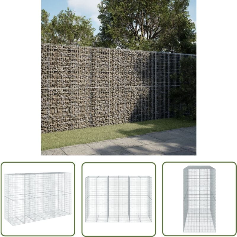 The Living Store - vidaXL Panier gabion avec couvercle 300x100x200 cm fer galvanisé