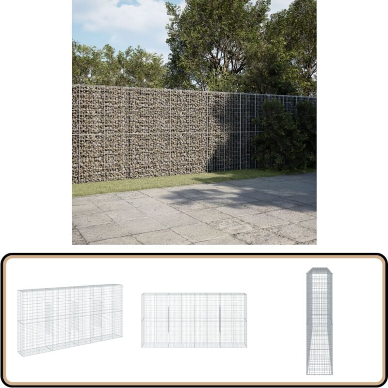 vidaXL Panier gabion avec couvercle 400x50x200 cm fer galvanisé