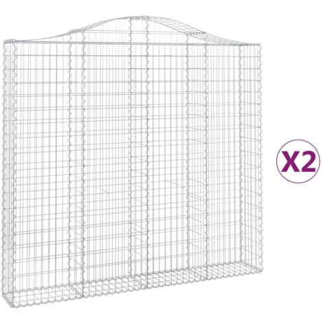 vidaXL Paniers à gabions arqués 2 pcs 200x30x180/200 cm Fer galvanisé