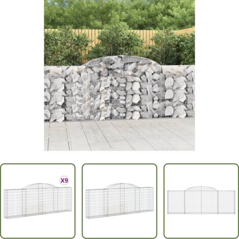vidaXL Paniers de gabion -  Paniers à gabions arqués 9 pcs 300x30x100/120 cm fer galvanisé
