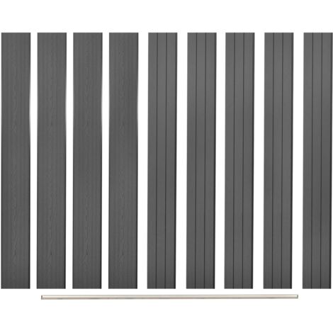 vidaXL Panneaux de clôture de remplacement 9 pcs WPC 170 cm Gris