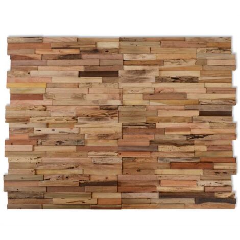 Vidaxl – Panneaux décoratifs muraux 10 pcs 1,03 m² en bois de teck recyclé – Finition naturelle – Dimensions 570 x 180 x 20 mm