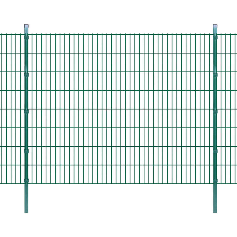 Panneaux et Poteaux de Clôture 2D pour Jardin Vert 2008x1630 mm 10 m