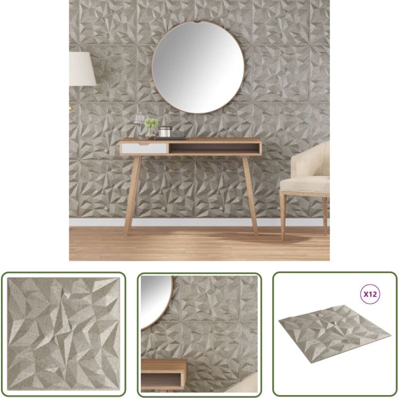 vidaXL Panneaux muraux 12 pcs béton 50x50 cm XPS 3 m² améthyste