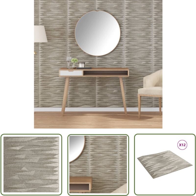 The Living Store - vidaXL Panneaux muraux 12 pcs béton 50x50 cm xps 3 m² pierre