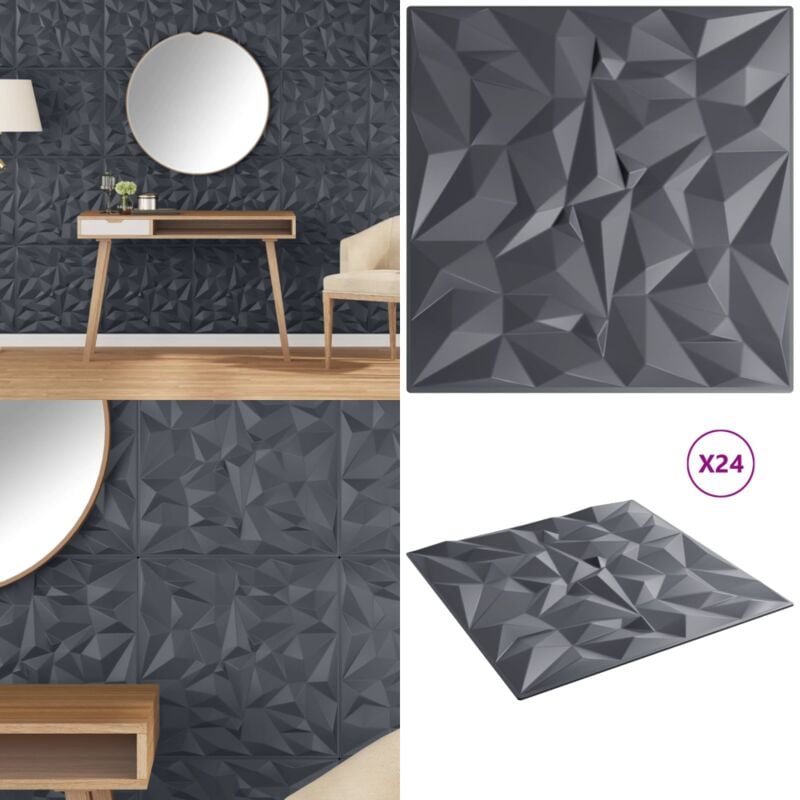 Vidaxl - Panneaux muraux 24 pcs gris 50x50 cm xps 6 m² améthyste