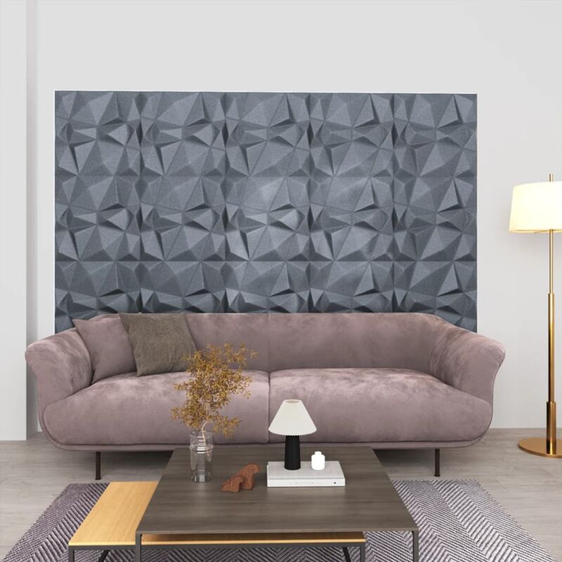 24 pz Pannelli Murali 3D, Pannelli a Parete 50x50 cm Grigi a Diamante 6 m² Vidaxl