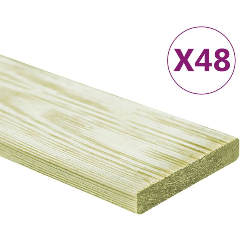 Image of Nova - Tavole per pavimento legno massello di pino impregnato set da 48pz 5,76 m² 1m