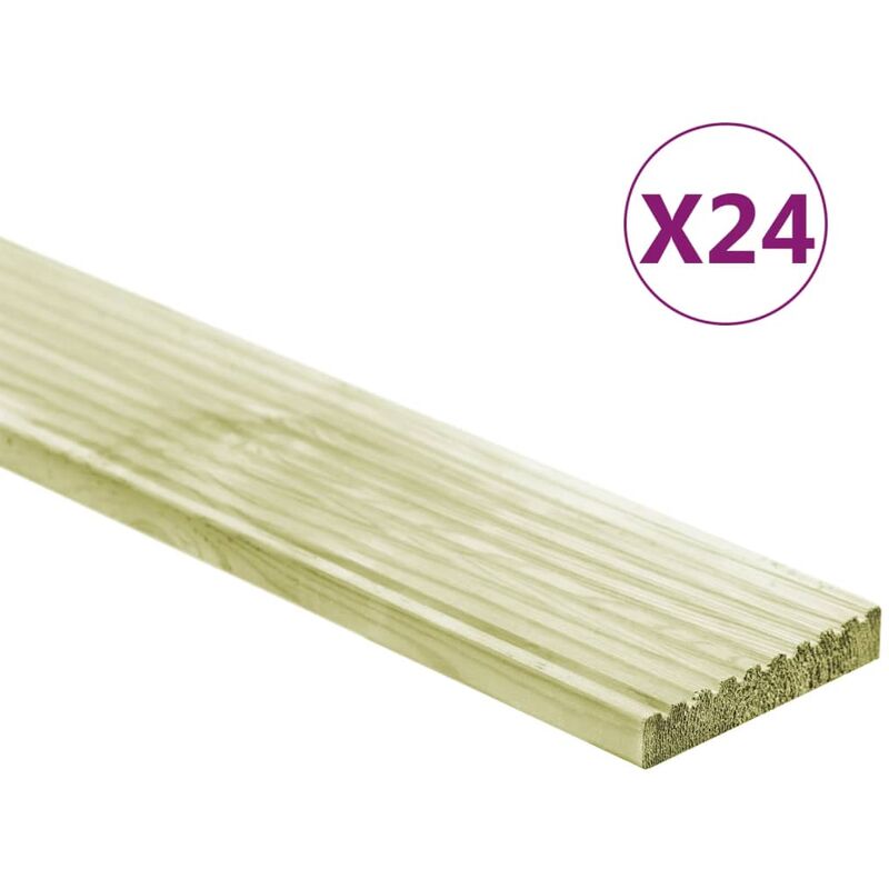 Image of Tavole per pavimento in legno massello di pino impregnato set da 24pz 3,48m² 1m