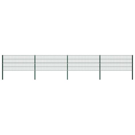 vidaXL Pannello di recinzione con pali in ferro 694,5x80 cm verde