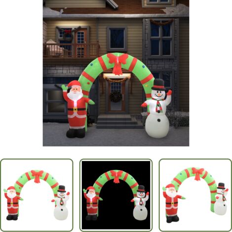 vidaXL Papá Noel -  Arco de Navidad inflable Papá Noel y muñeco de nieve LED 223 cm