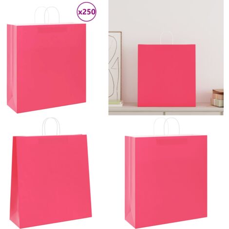 vidaXL Papiertragetaschen 250 Stk. mit Henkeln Rosa 45x17x48 cm
