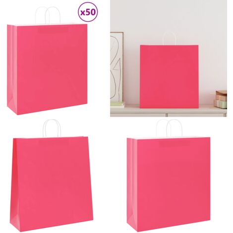 vidaXL Papiertragetaschen 50 Stk. mit Henkeln Rosa 45x17x48 cm