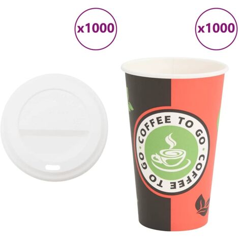 vidaXL Pappbecher mit Deckeln 1000 Stk. 16oz 400ml