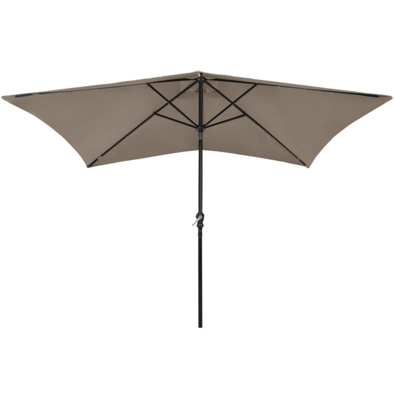 Inlife Parasol avec led et mât en acier Taupe 2x3 m
