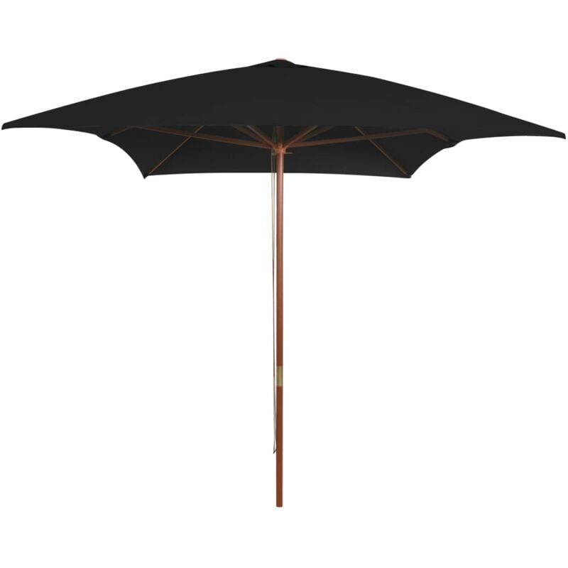 Vidaxl - Parasol d'extérieur avec mât en bois Noir 200x300 cm