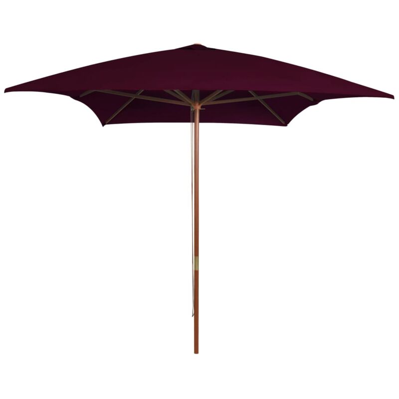Parasol d'extérieur avec mât en bois Rouge bordeaux 200x300 cm