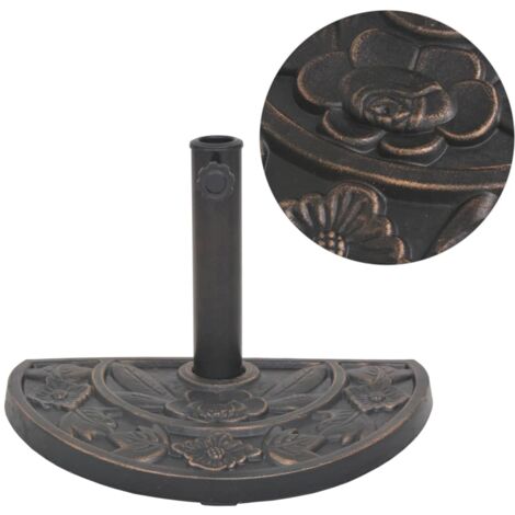 Vidaxl – Socle de parasol en résine demi-cercle bronze 9 kg – Résistant aux intempéries – Dimensions 50 x 33 cm – Pour mâts de 38/48 mm