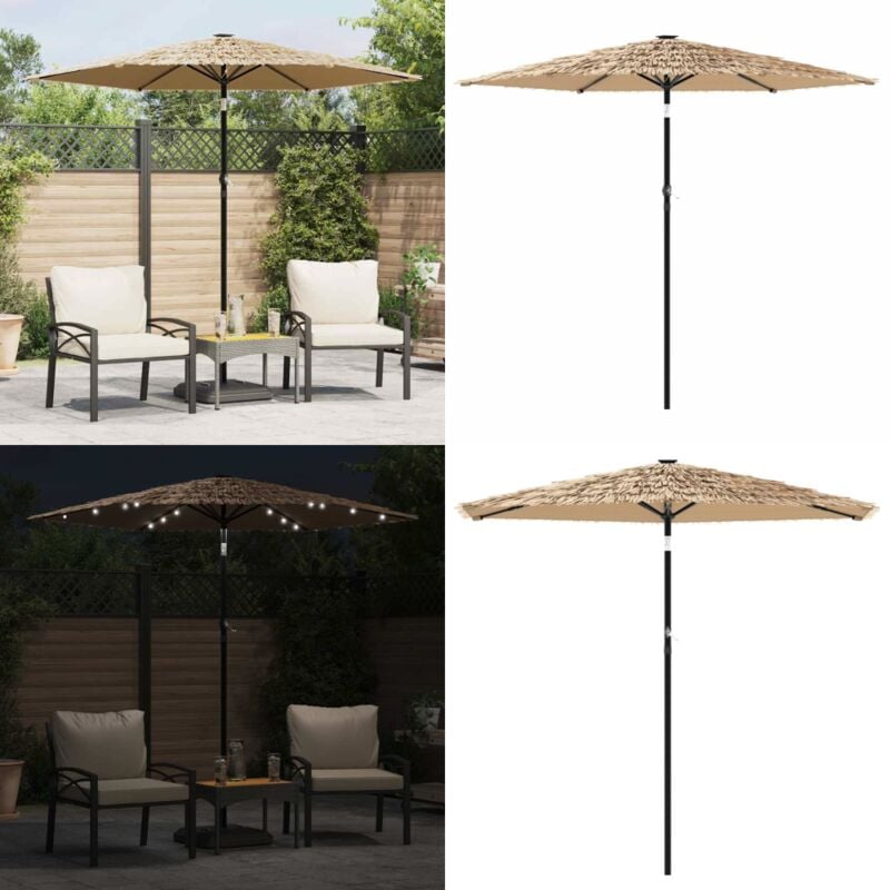 Parasol de jardin avec led et mât en acier marron 223x223x213cm - Vidaxl