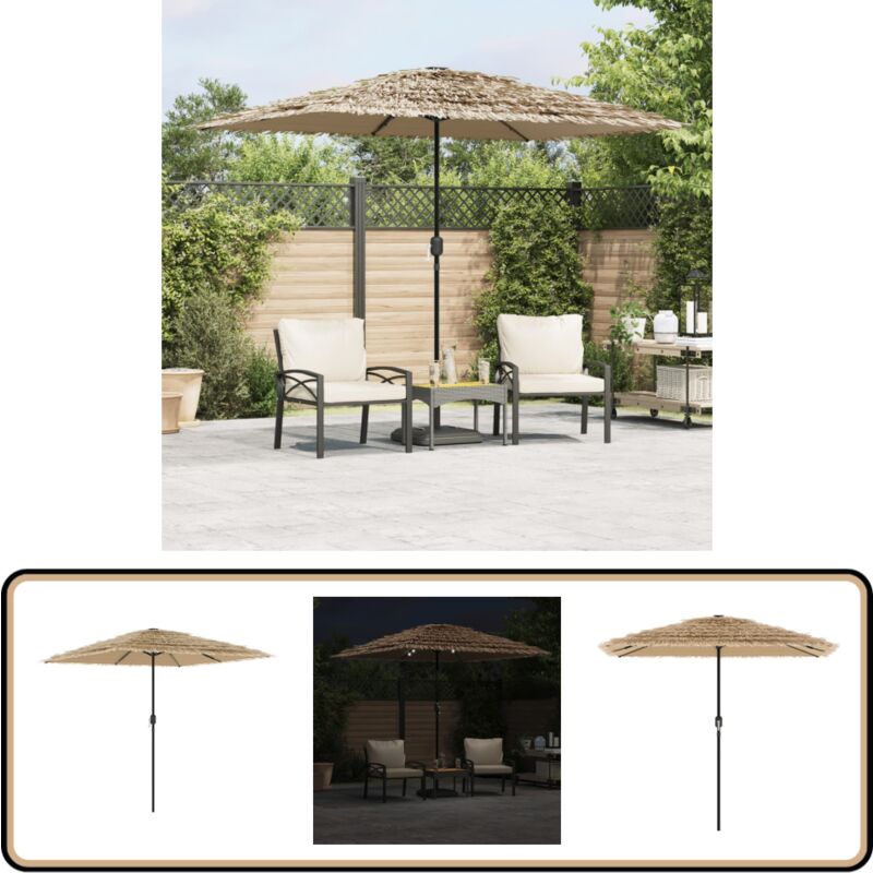 Parasol de jardin avec led et mât en acier marron 248x248x248cm - Vidaxl