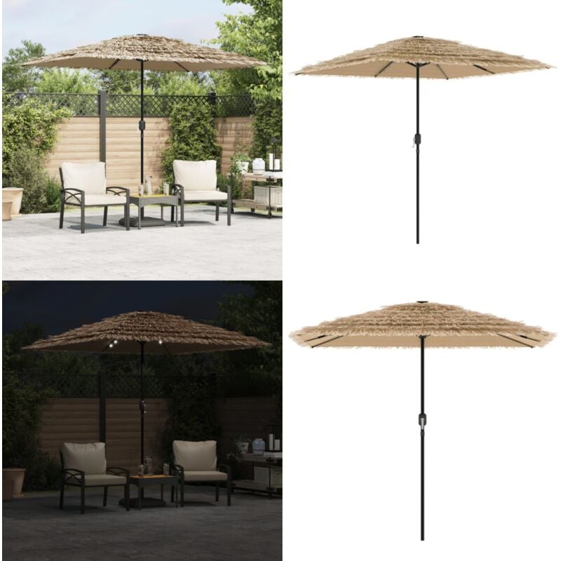 Parasol de jardin avec led et mât en acier marron 248x248x248cm - Vidaxl