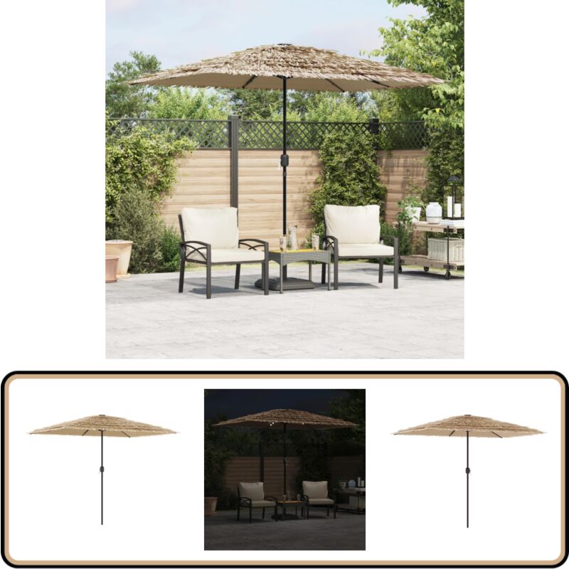 Parasol de jardin avec led et mât en acier marron 300x200x250cm - Vidaxl