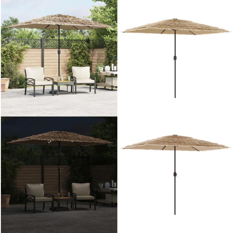vidaXL Parasol de jardin avec LED et mât en acier marron 300x200x250cm