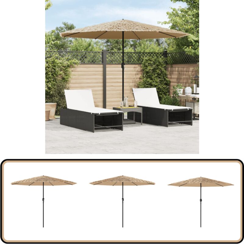 Parasol de jardin avec mât en acier marron 324x324x247 cm - Vidaxl